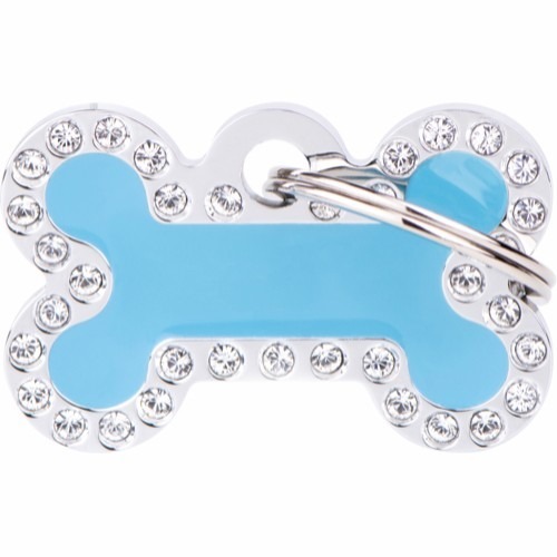 Myfamily Glam Bein Strass ID-merke - 30x19 mm - Lyseblå