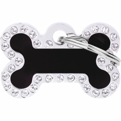 Myfamily Glam Bein Strass ID-merke - 30x19 mm - Sort