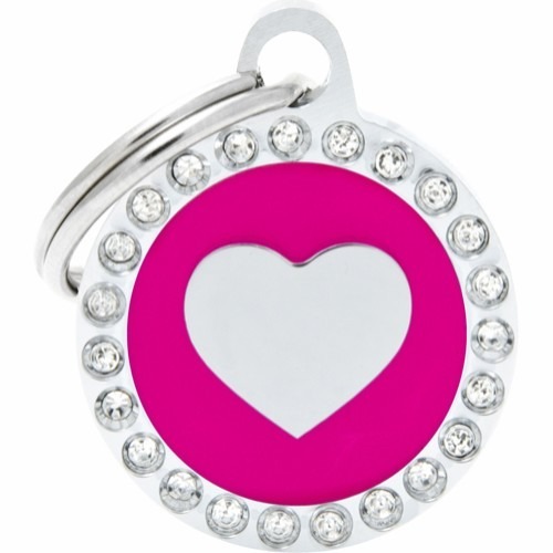 Myfamily Glam Strass ID-merke med hjerte - Rosa