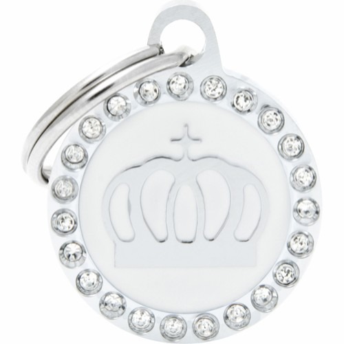 Myfamily Glam Strass ID-merke med krone - Hvit