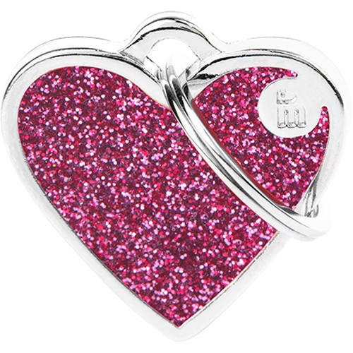 Myfamily Shine Hjerte Glitter ID Tag - Rosa - 37x36 mm