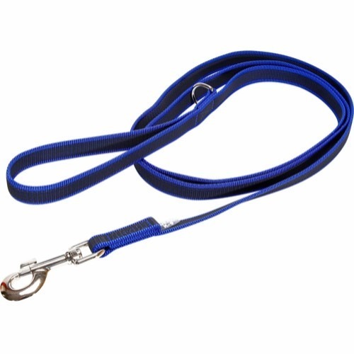 Julius K9 Gummiert Kobbel Blå- 20mm bredde med håndtak - 20mm-1.8m langt