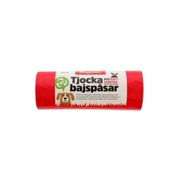 Slitesterk hundepose med knytehåndtak rød