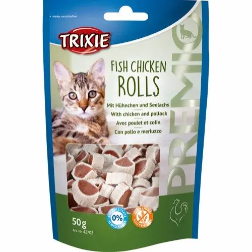 Kattesnacks Trixie Premio ruller m/kylling & laks 50g